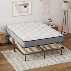 Ensemble 140x190cm Matelas à ressorts +Sommier à Lattes sur Pieds, Epaisseur du Matelas 20cm><noscript><img width=