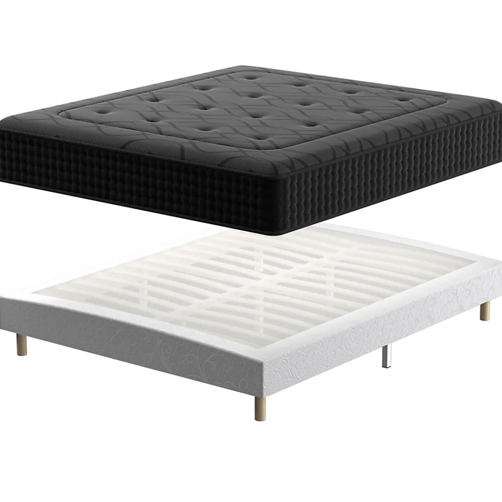 Ensemble 140x190cm Matelas à ressorts+ Lit Sommier Tapissier Déco, Epaisseur du Matelas 30cm>Teeno Sale