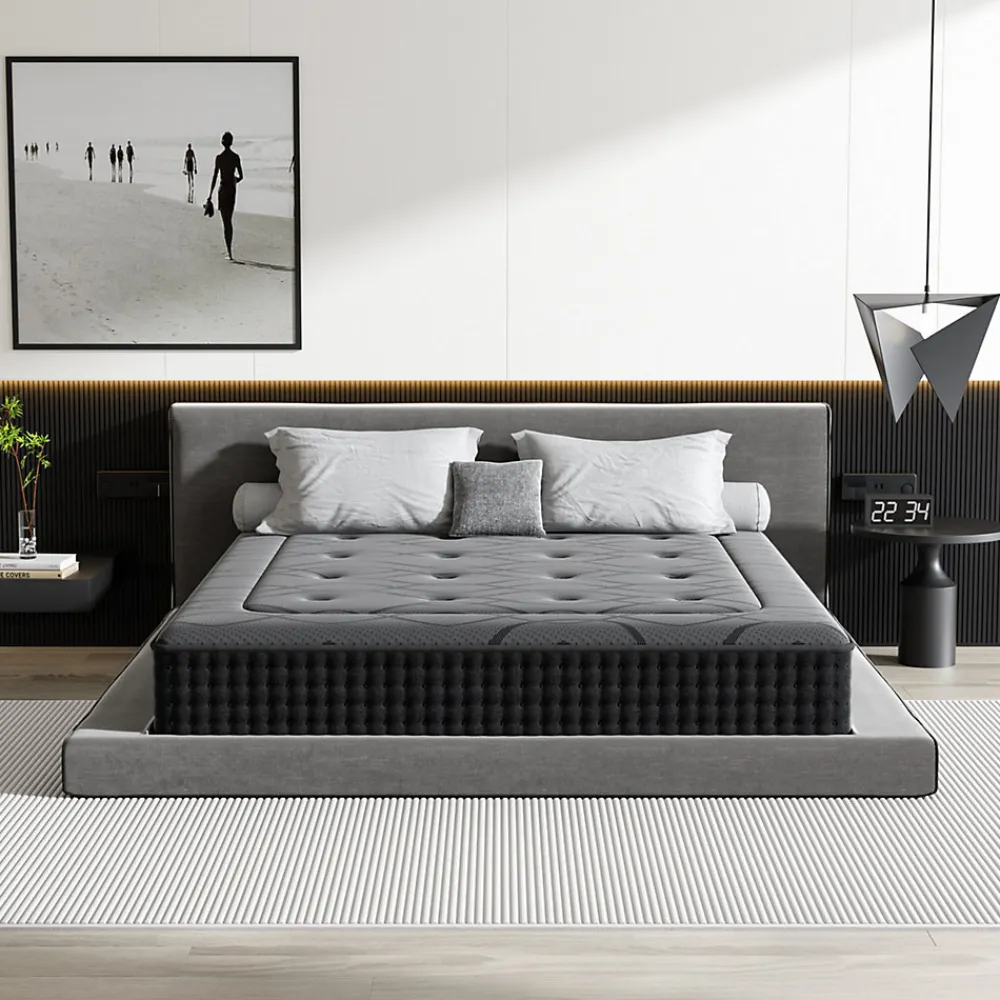 Ensemble 140x190cm Matelas à ressorts+ Lit Sommier Tapissier Déco, Epaisseur du Matelas 30cm>Teeno Sale