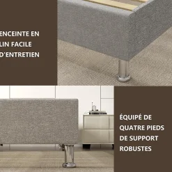 Teeno Ensemble 140x190cm Matelas à ressorts + Cadre de lit Plateforme Capitonné , Epaisseur du Matelas 30cm* Ensemble Sommier Et Matelas