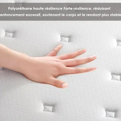 Teeno Ensemble 90x200cm matelas-châssis, matelas à ressorts ensachés et haute résilience + cadre de lit en fer robuste, comprenant 6* Ensemble Sommier Et Matelas