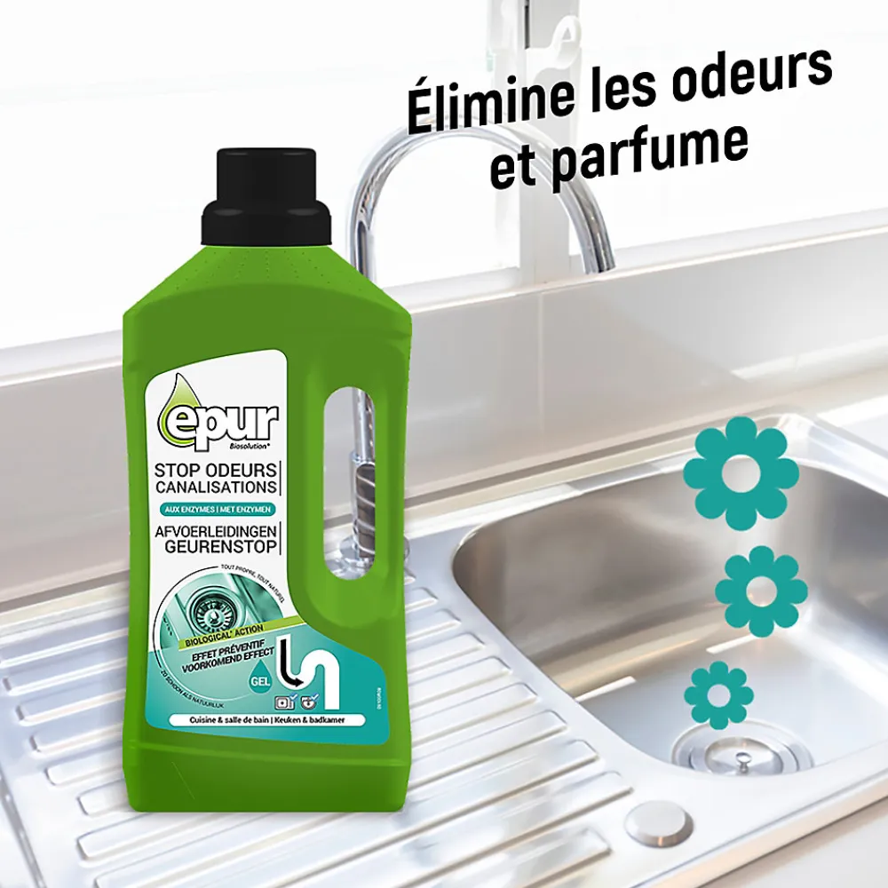 Entretien bio-gel stop odeurs canalisations 1L>Epur New