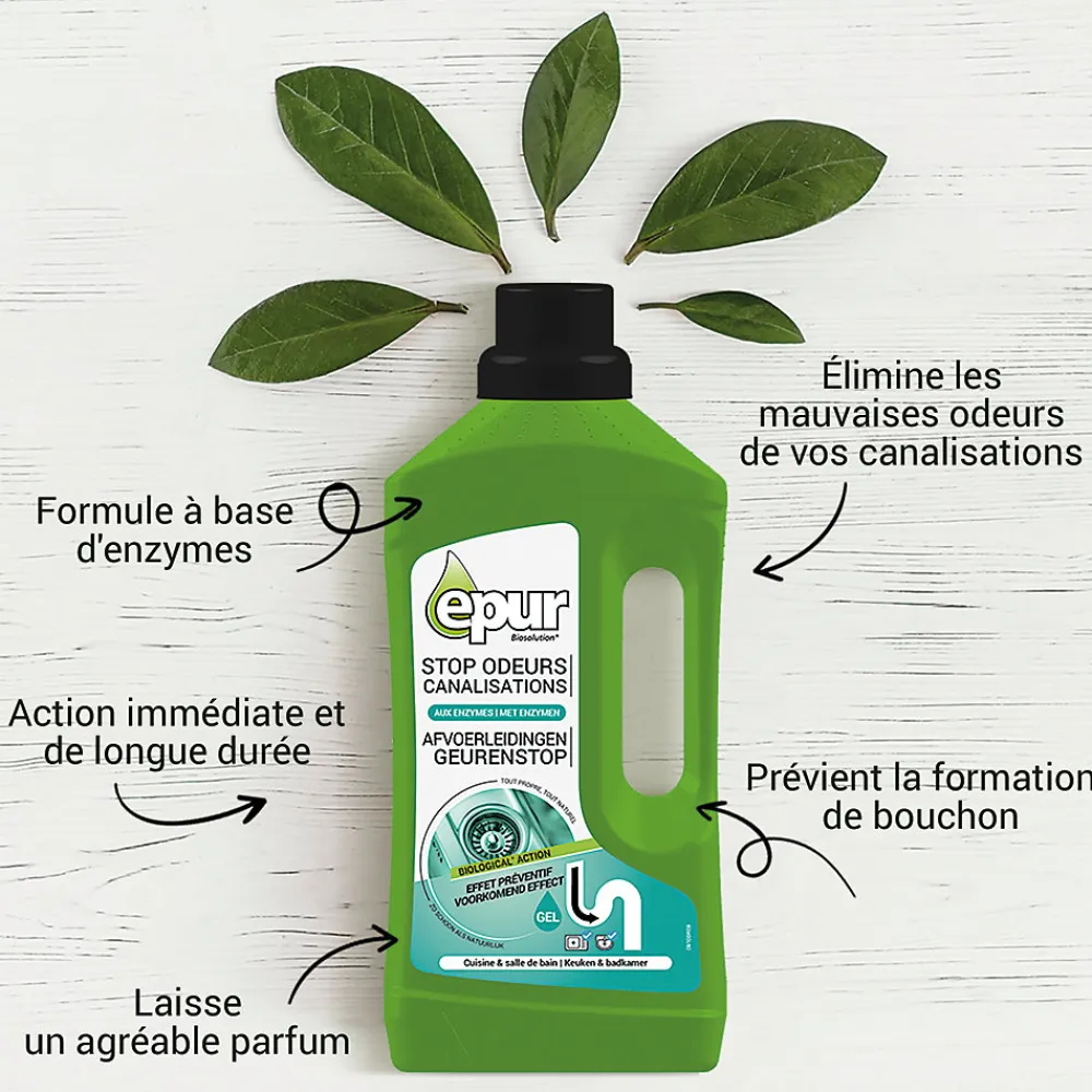 Entretien bio-gel stop odeurs canalisations 1L>Epur New
