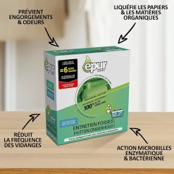 Epur Entretien fosses septiques 6 mois activateur microbilles* Déboucheur