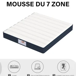 Teeno Epaisseur 22 cm matelas à ressorts + cadre de lit en métal 140x190 cm* Ensemble Sommier Et Matelas