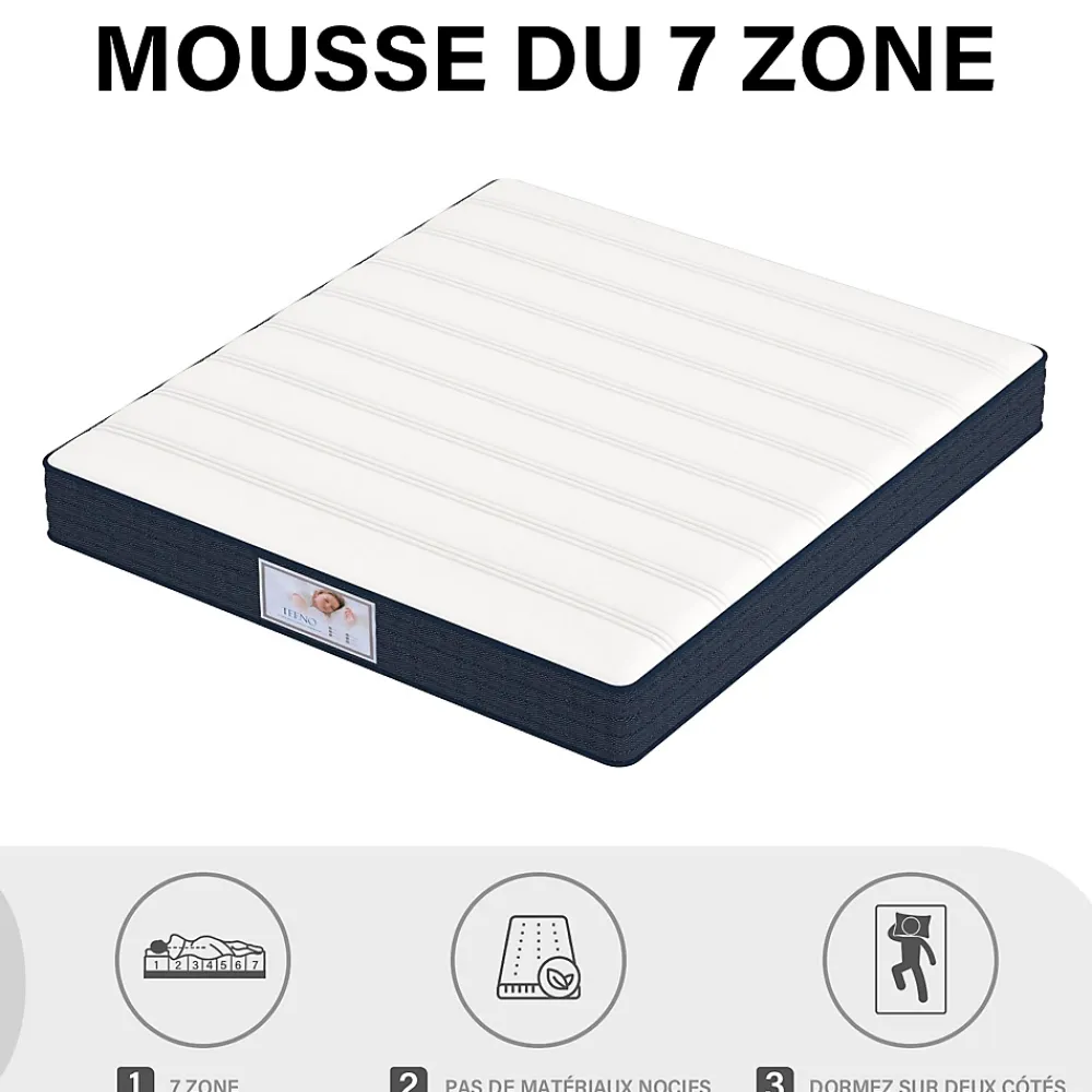 Teeno Epaisseur 22 cm matelas à ressorts + cadre de lit en métal 140x190 cm* Ensemble Sommier Et Matelas