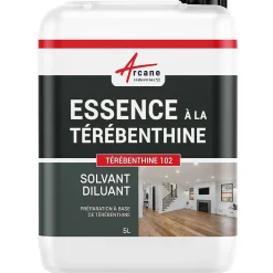 Arcane Industries Essence à la térébenthine pour entretien bois, pierre, cuir... : TEREBENTHINE 102 - 5 L -* Essence De Térébenthine
