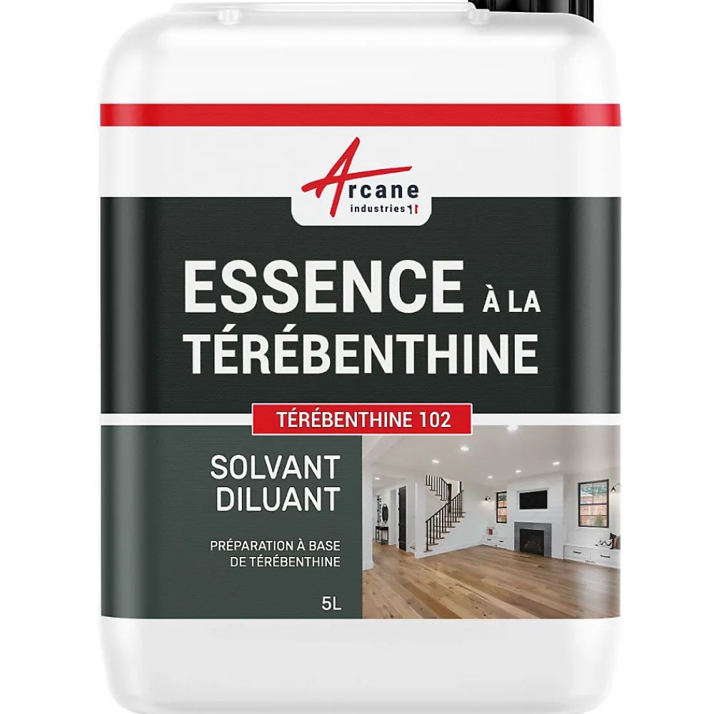 Arcane Industries Essence à la térébenthine pour entretien bois, pierre, cuir... : TEREBENTHINE 102 - 5 L -* Essence De Térébenthine