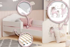 FALA lit d'enfant avec balustrade 140x70 Fille avec licorne><noscript><img width=