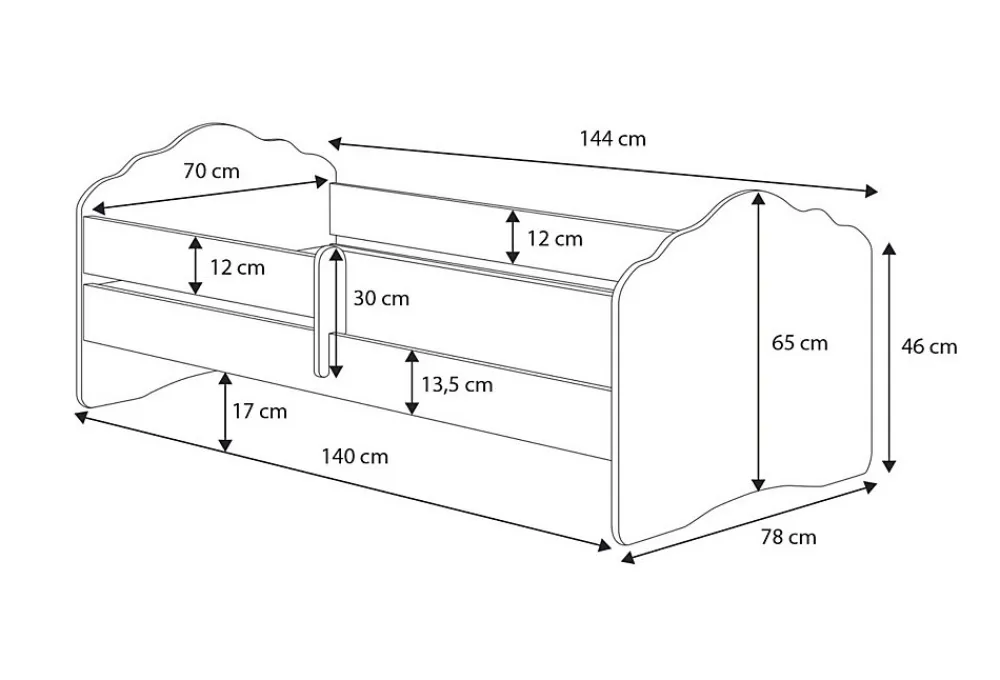 FALA lit d'enfant avec balustrade 140x70 Fille avec licorne>Kobi Outlet