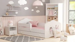 FALA lit enfant avec tiroir et barre 140x70 Fille avec licorne>Kobi Outlet