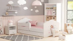 FALA lit enfant avec tiroir et barreau 160x80 fille avec ailes>Kobi Best