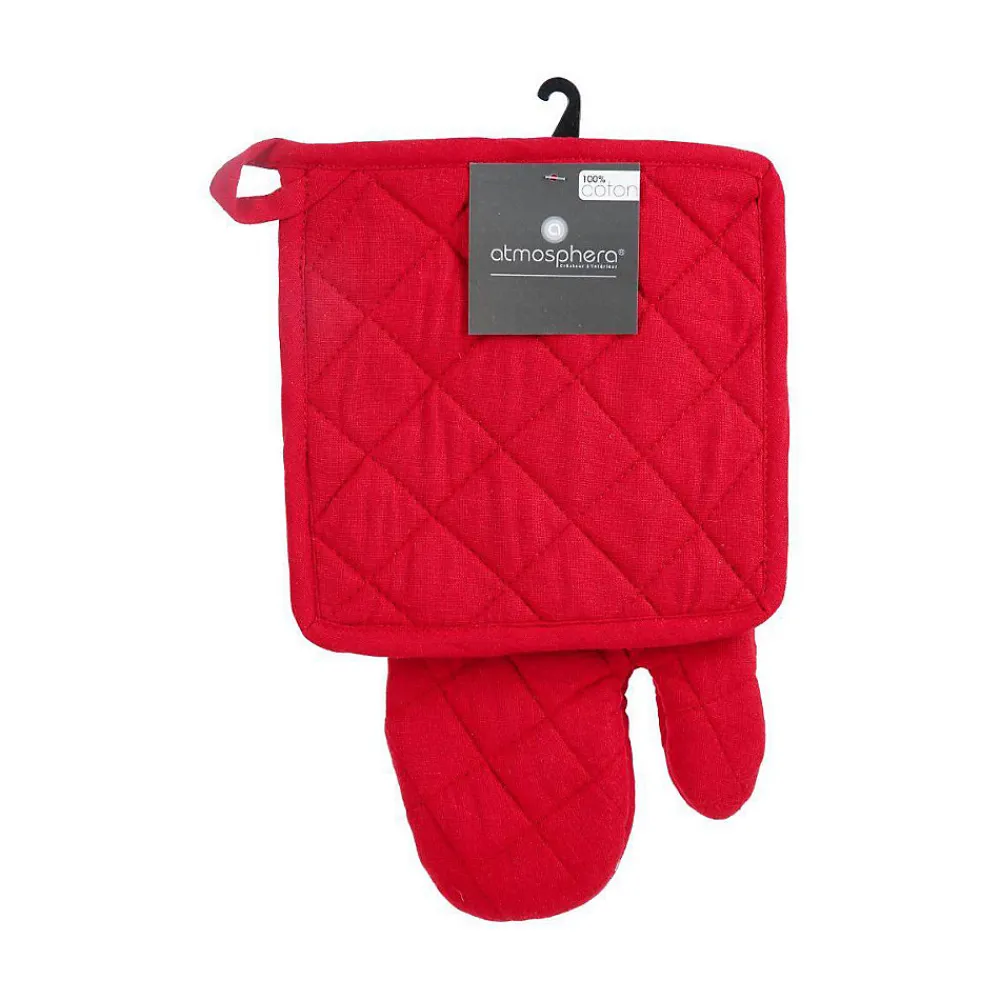 Gant et manique - coton - rouge - Atmosphera>Atmosphera Créateur D'Intérieur Outlet