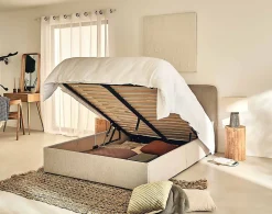 Goyave - lit coffre - 160x200 - en tissu - sommier inclus -><noscript><img width=