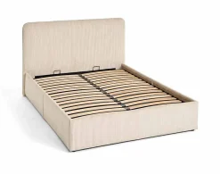 Best Mobilier Goyave - lit coffre - 140x190 - en velours côtelé - sommier inclus -* Lit Coffre