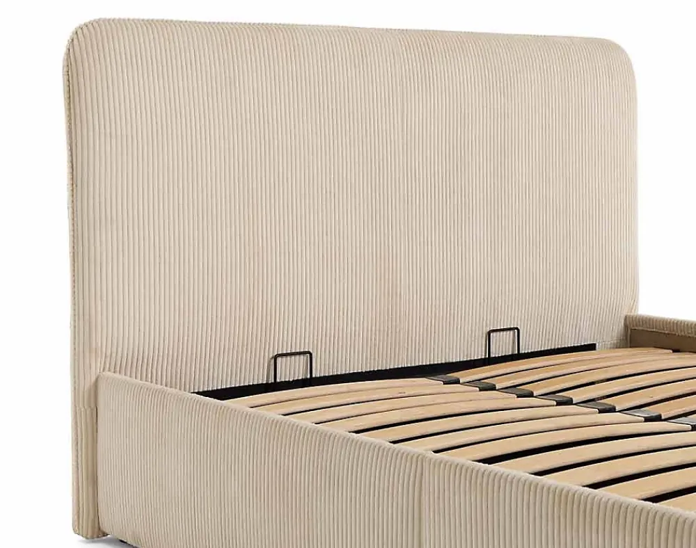 Best Mobilier Goyave - lit coffre - 140x190 - en velours côtelé - sommier inclus -* Lit Coffre