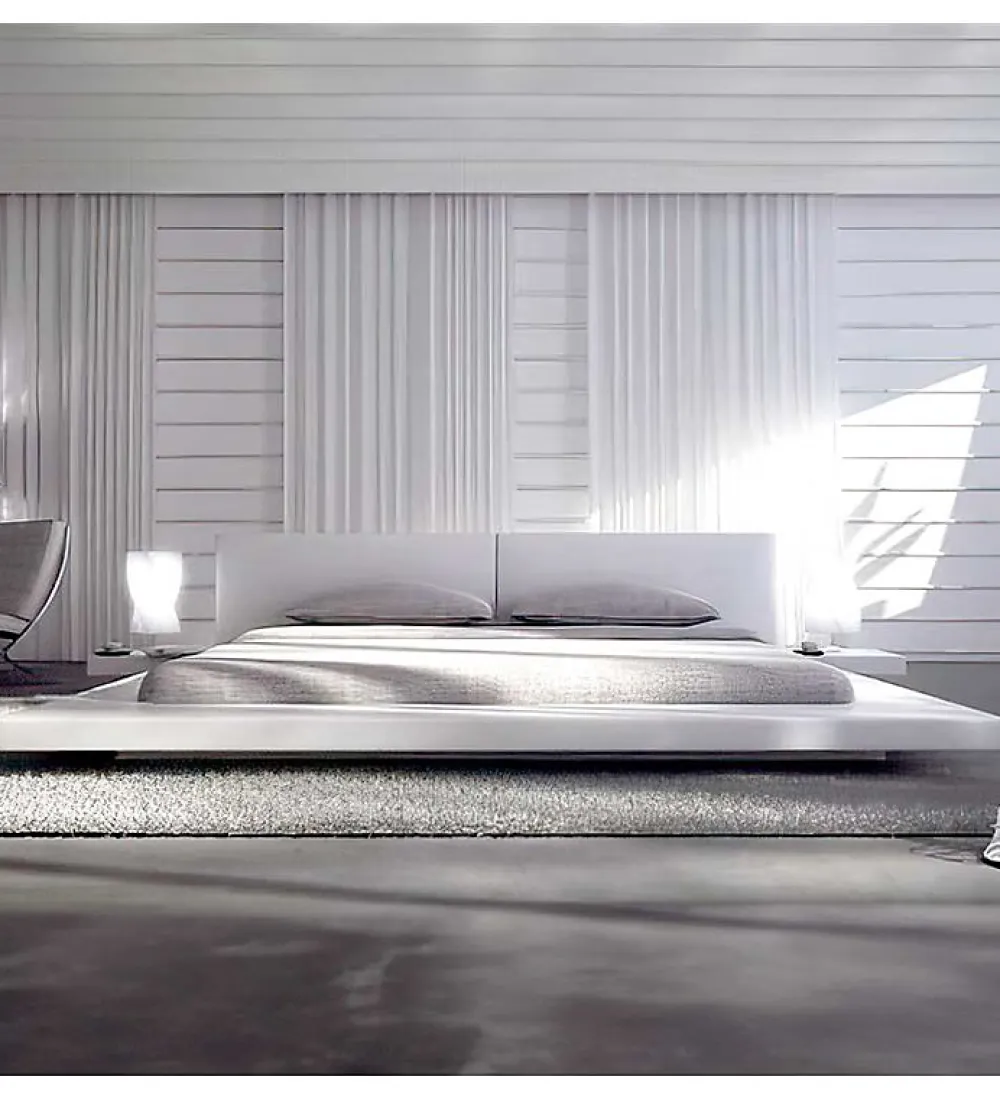 Grand Lit plateforme king size blanc 180 x 200 XXL tables de chevets>Pro Et Discount