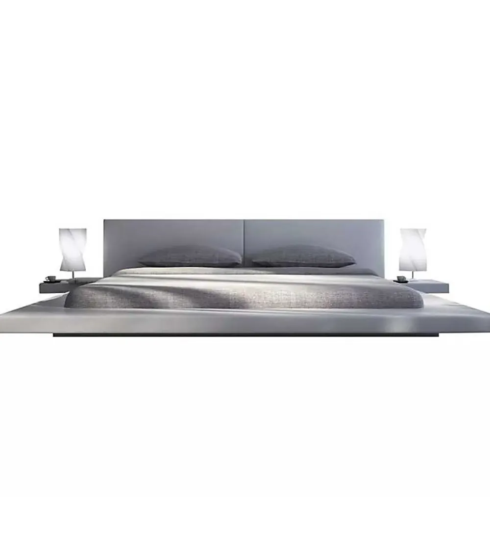 Grand Lit plateforme king size blanc 180 x 200 XXL tables de chevets>Pro Et Discount