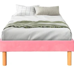 King Of Dreams Gregory - Solide et Confortable Sommier Tapissier Rose + Pieds en 20 cm pour Matelas en 90x190-13 Lattes* Sommier