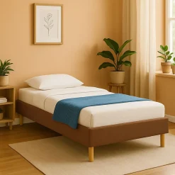 Provence Literie gregory - Solide et Confortable Sommier Tapissier marron + Pieds en 20 cm pour matelas en 90x190 - 13 Lattes - Montage Rapide et F* Sommier