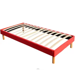 King Of Dreams Gregory - Solide et Confortable Sommier Tapissier Rouge + Pieds en 20 cm pour Matelas en 90x190-13 Lattes* Sommier