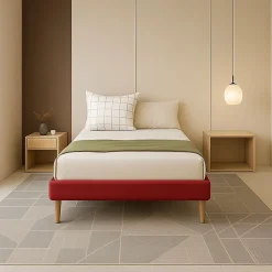 King Of Dreams Gregory - Solide et Confortable Sommier Tapissier Rouge + Pieds en 20 cm pour Matelas en 90x190-13 Lattes* Sommier