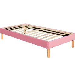 King Of Dreams Gregory - Solide et Confortable Sommier Tapissier Rose + Pieds en 20 cm pour Matelas en 90x200-13 Lattes* Sommier