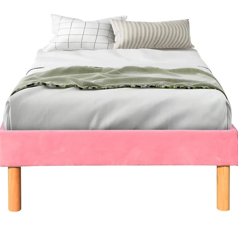 King Of Dreams Gregory - Solide et Confortable Sommier Tapissier Rose + Pieds en 20 cm pour Matelas en 90x200-13 Lattes* Sommier