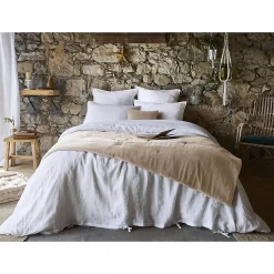 Altobuy HARRIS - Chemin de Lit 90x200cm Velours de Coton Coloris Pampa* Boutis, Couvre-Lit, Édredon