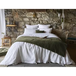 Altobuy HARRIS - Chemin de Lit 90x200cm Velours de Coton Coloris Thym* Boutis, Couvre-Lit, Édredon