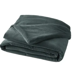 Altobuy HARRIS - Chemin de Lit 90x200cm Velours de Coton Coloris Ardoise* Boutis, Couvre-Lit, Édredon
