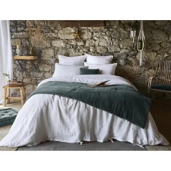 Altobuy HARRIS - Chemin de Lit 90x200cm Velours de Coton Coloris Ardoise* Boutis, Couvre-Lit, Édredon