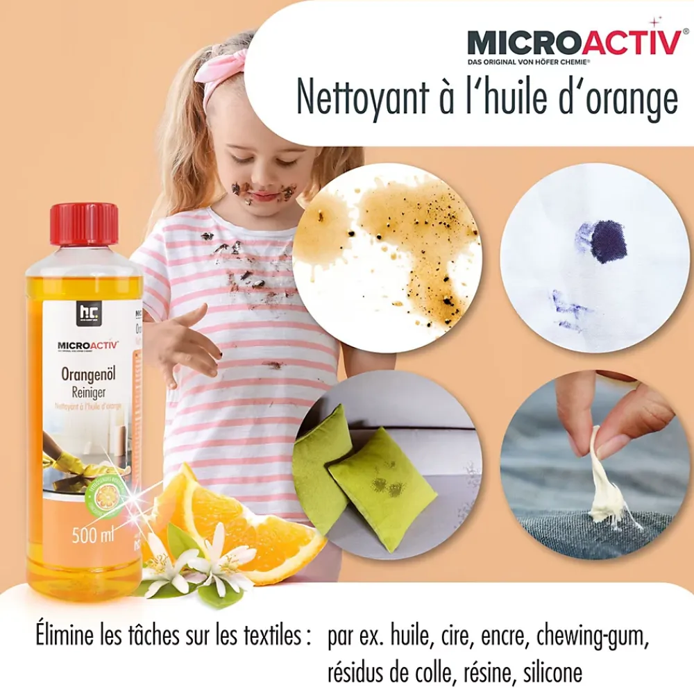 Höfer Chemie Microactiv Nettoyant Concentré À L'huile D'orange 4 x 500 Ml* Nettoyant Et Entretien Pour Sol