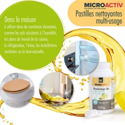 Höfer Chemie Microactiv Pastilles Nettoyantes Multi-usages 3 x 160 G, Parfum Citron* Nettoyant Pour Salle De Bains