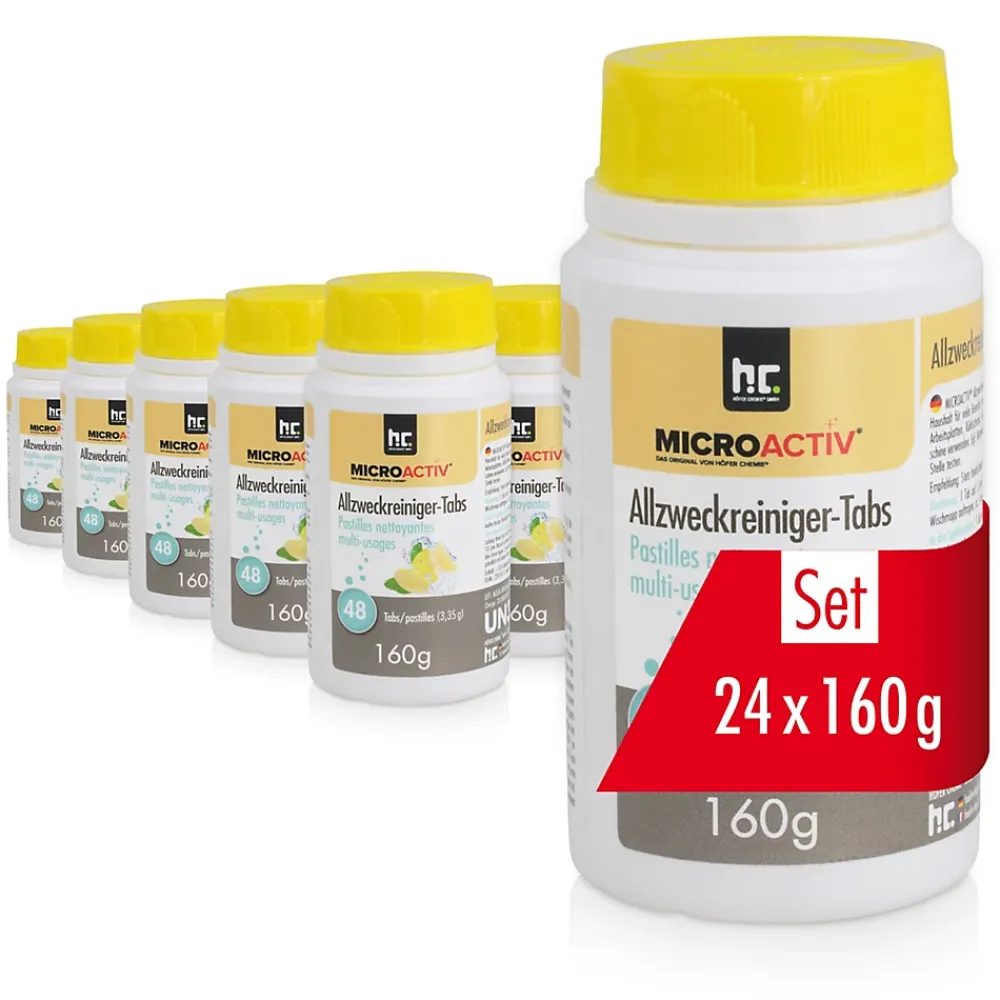 Höfer Chemie Microactiv Pastilles Nettoyantes Multi-usages 24 x 160 G, Parfum Citron* Nettoyant Pour Salle De Bains