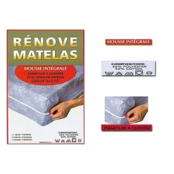 Housse à matelas damassé 160 x 200 cm - Rénove matelas><noscript><img width=