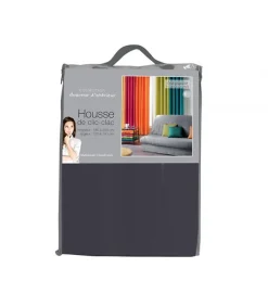 Douceur D'Intérieur HOUSSE DE CLIC CLAC MAT. 120 à 140 CM - 185 à 200 CM POLYE. UNI ESSENTIEL BETON - 120 à 200cm - Gris anthracite* Boutis, Couvre-Lit, Édredon