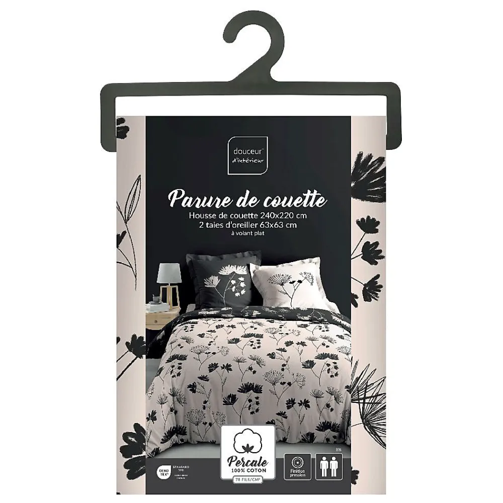 Housse de couette + 2 taies d'oreiller Iris - - Parure de couette 260 x 240>Douceur D'Intérieur Online