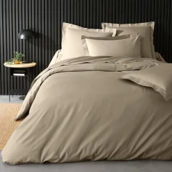 Housse de couette 100% Percale de Coton ORIGINE (260x240 cm - Sable)><noscript><img width=