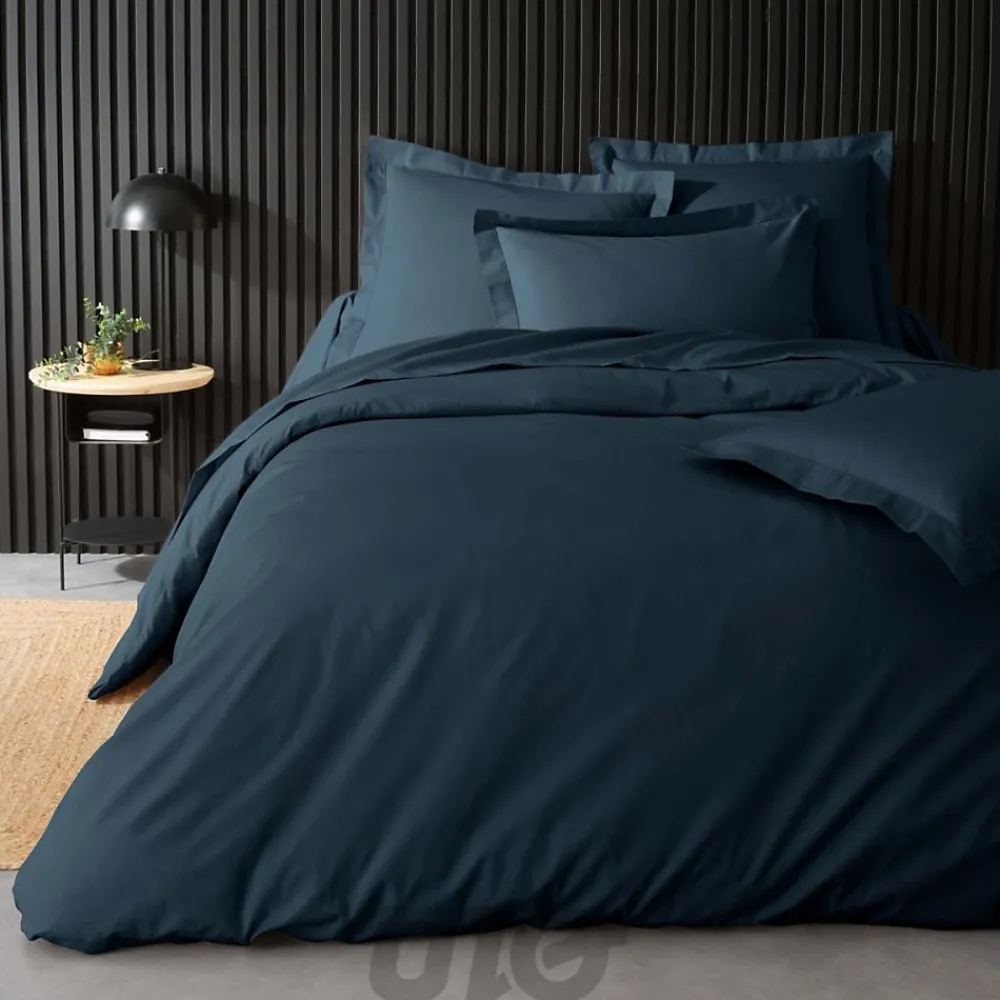 Housse de Couette 2 Personnes Percale Uni 78 fils percaline 260x240cm bleu>Douceur D'Intérieur Hot