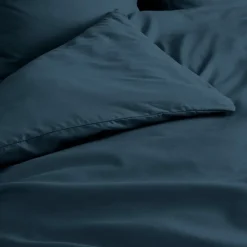 Housse de Couette 2 Personnes Percale Uni 78 fils percaline 260x240cm bleu>Douceur D'Intérieur Hot