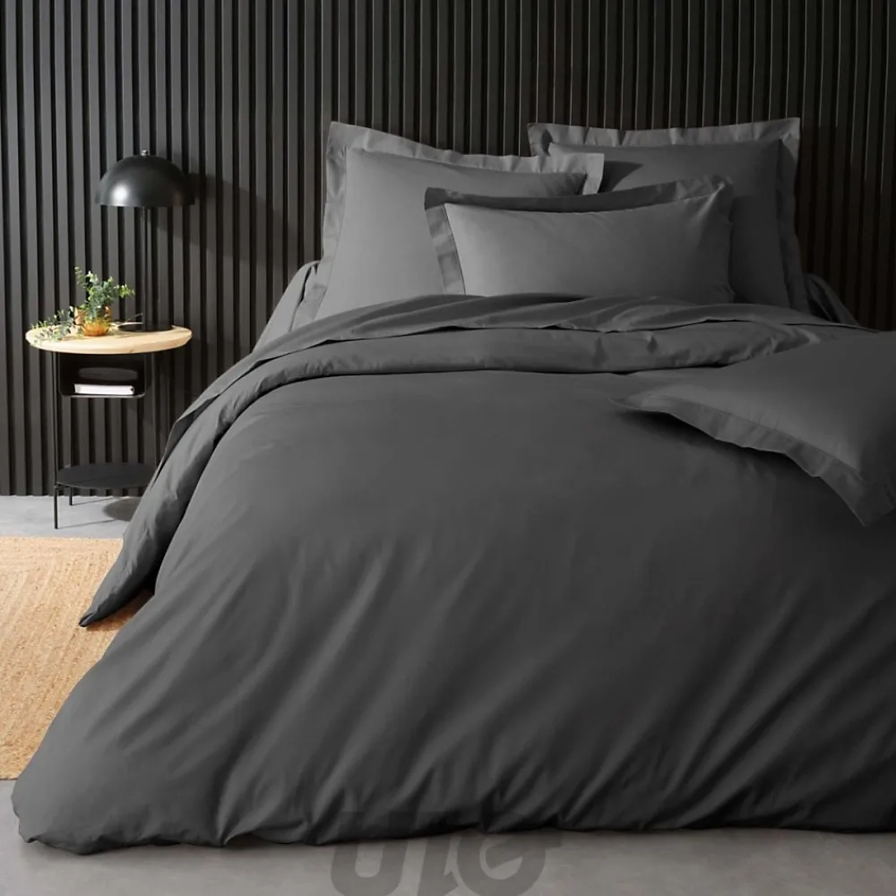 Housse de Couette 2 Personnes Percale Uni 78 fils percaline 240x220cm anthracite>Douceur D'Intérieur Outlet