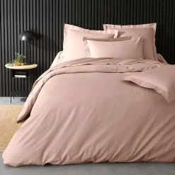 Housse de Couette 2 Personnes Percale Uni 78 fils percaline 260x240cm Rose><noscript><img width=