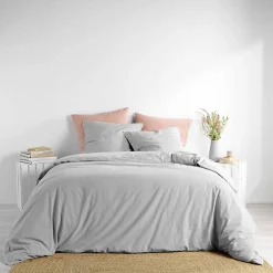 Douceur D'Intérieur Housse de couette 260 x 240 cm coton lavé 57 fils Linette Gris* Parure De Lit