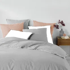 Douceur D'Intérieur Housse de couette 260 x 240 cm coton lavé 57 fils Linette Gris* Parure De Lit