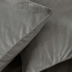 Douceur D'Intérieur Housse de Couette 240 x 220 cm Velours Uni Velina Anthracite + 2 Taies* Parure De Lit