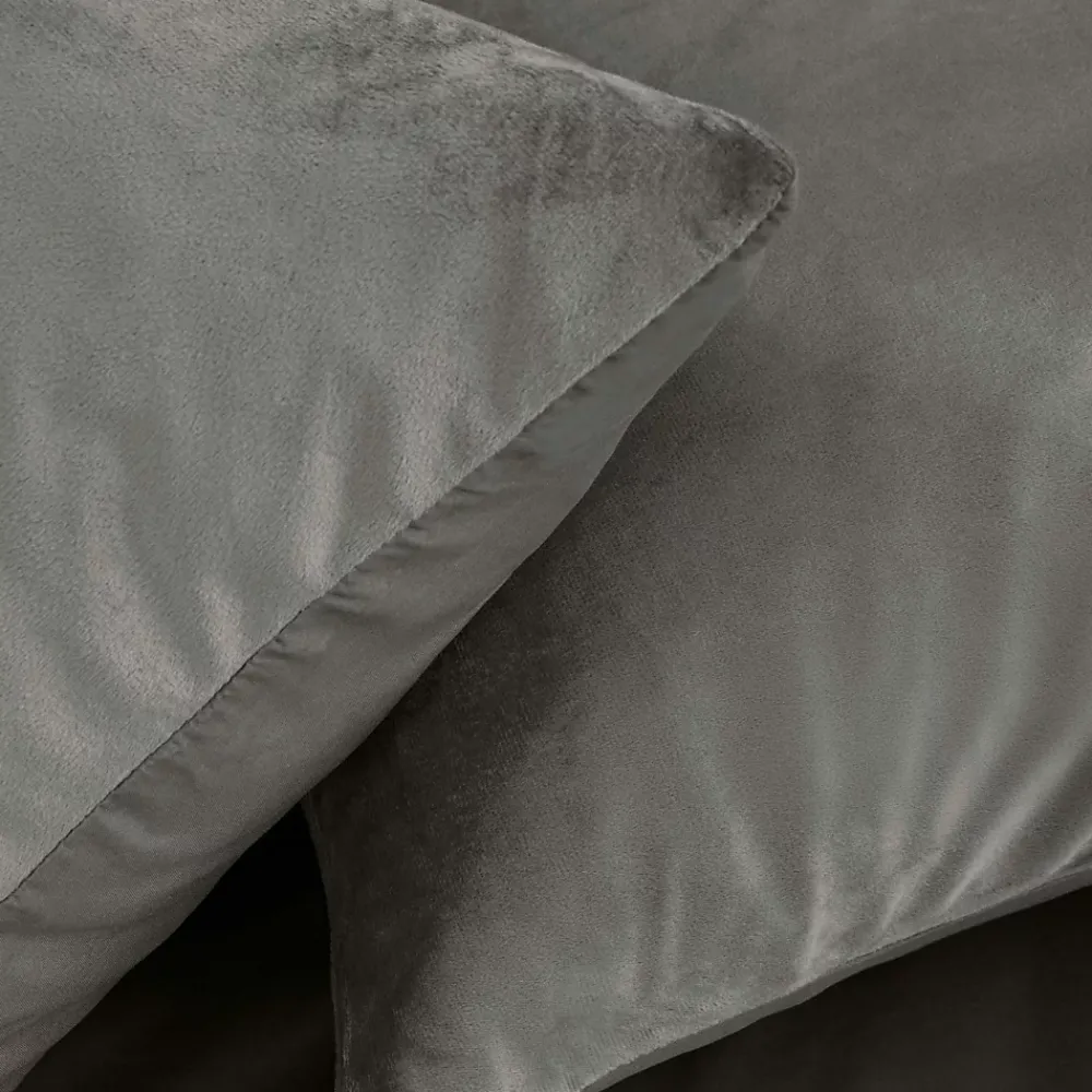 Douceur D'Intérieur Housse de Couette 240 x 220 cm Velours Uni Velina Anthracite + 2 Taies* Parure De Lit