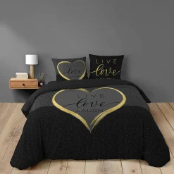 Housse de couette 240 x 220 cm + 2 taies Coton 42 fils Imprimé placé Crazy Love>Douceur D'Intérieur
