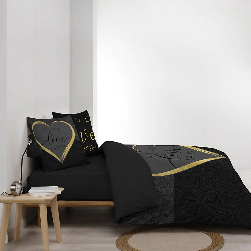 Housse de couette 240 x 220 cm + 2 taies Coton 42 fils Imprimé placé Crazy Love>Douceur D'Intérieur
