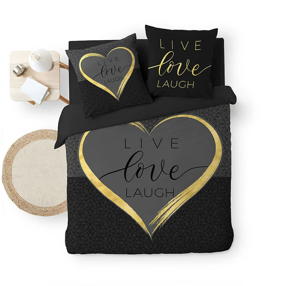 Housse de couette 240 x 220 cm + 2 taies Coton 42 fils Imprimé placé Crazy Love>Douceur D'Intérieur